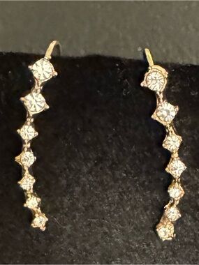 Petite Gold Tone and Clear Crystal Linear Drop Earrings